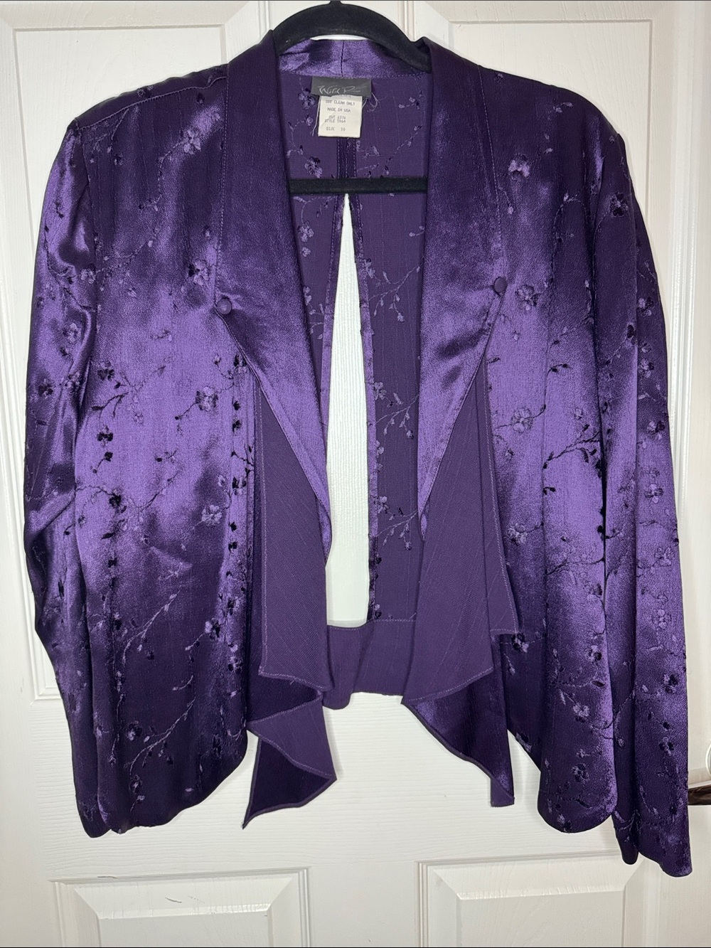 Wild Rose Purple Floral Jacquard Open-Front Jacket